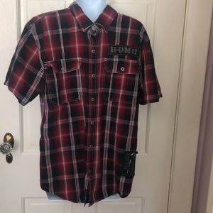 Harley Davidson men’s snap front plaid shirt. Size large.